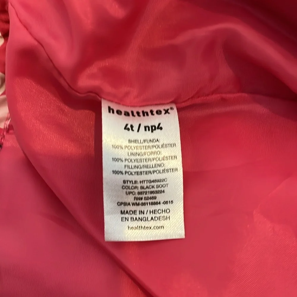 Healthtex SZ 4T pink floral puffer coat. Zip front like new.